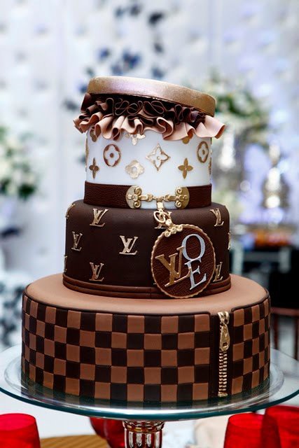 LV Equals Love Wedding Cake