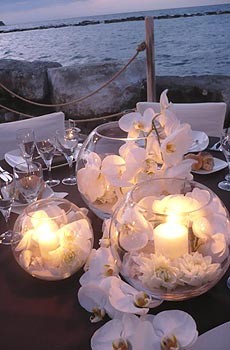 White Orchid Candle Centerpieces