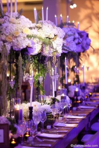 Candlelight Wedding Reception With Purple Wash