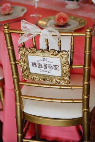 Gold Chairs Bride Sign